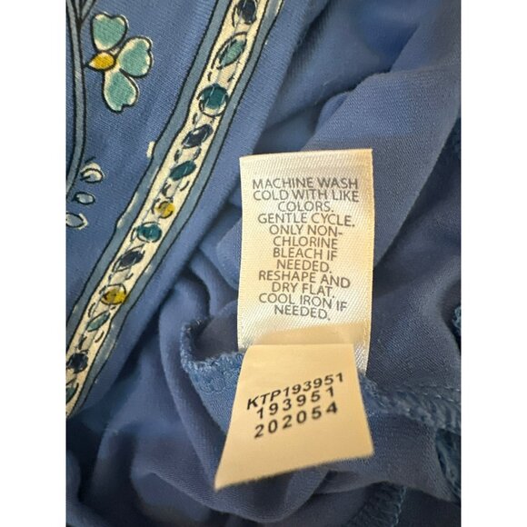 J.Jill Wearever Collection Blue Patterned Tunic With 3/4 Sleeves M Boho Peasant - Picture 4 of 5